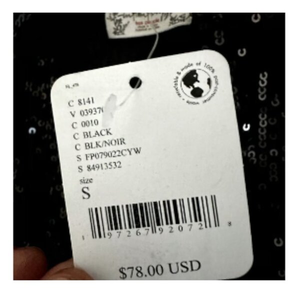 NWT! Free People Intimately Sparks Fly Sequined Black Thong Bodysuit Size Small - Picture 6 of 6